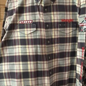 Wrangler Men's Plaid Button-Down Shirt - Black, Cream, Red